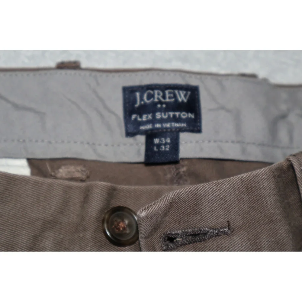 J.Crew Flex Sutton Pants Men 34x31 Brown Chino Khakis Cotton Blend